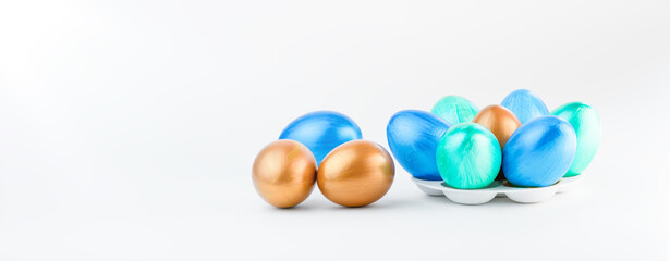 Composition with Easter eggs on beige background