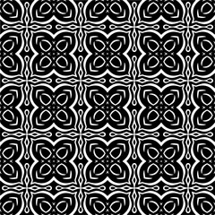 Seamless pattern of black shapes on white background.