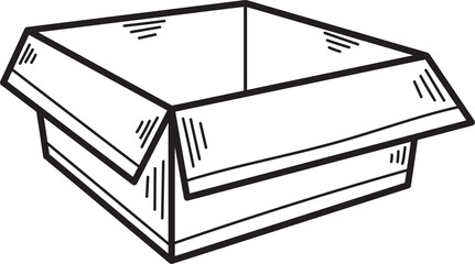 Hand Drawn open box illustration in doodle style