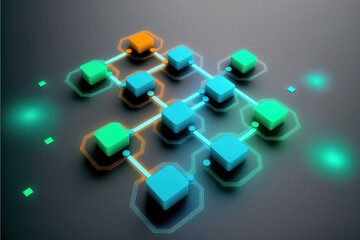 digital colorful flow chart management prozess connected lab created with generative ai technology