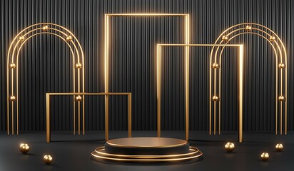 Obraz premium 3D rendering of black podium background for black friday product on podium