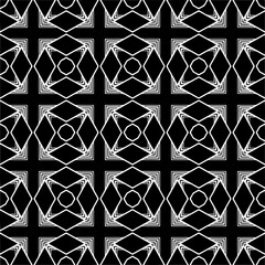 Seamless pattern of black shapes on white background.