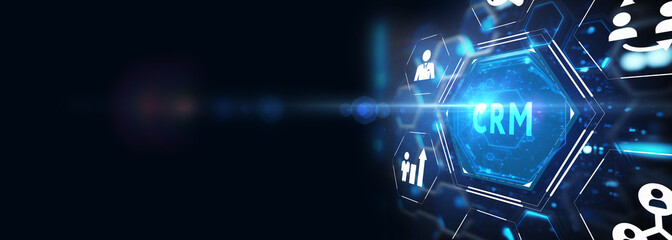 Business, Technology, Internet and network concept. CRM Customer Relationship Management.  3d illustration