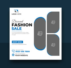 Dynamic Fashion Sale Social Media post Template Design. Editable Vector illustration with photo college