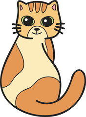 Hand Drawn cute striped cat smile illustration in doodle style