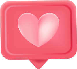 3d illustration photo frame with hearth and love emoji icon, like and play in red bubble icons