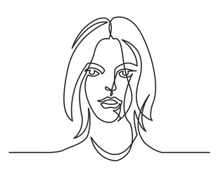 continuous line drawing beautiful woman - PNG image with transparent background