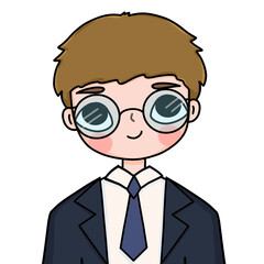 Cartoon Businessman wearing eyeglasses suit and tie