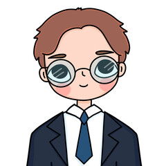 Businessman in suit and tie wearing eyeglasses 