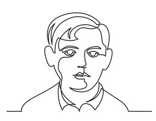 continuous line drawing boy portrait - PNG image with transparent background