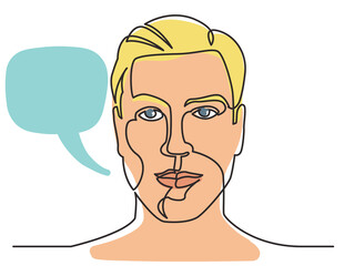 continuous line drawing good looking man 2 colored - PNG image with transparent background