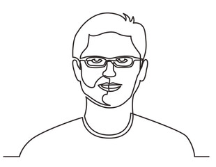continuous line drawing guy in glasses - PNG image with transparent background