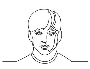 continuous line drawing handsome young guy - PNG image with transparent background