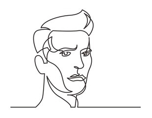 continuous line drawing serious man portrait - PNG image with transparent background