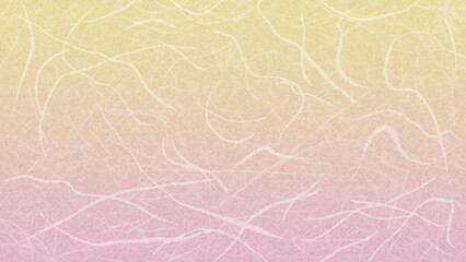太い繊維の入った和紙風の背景・テクスチャー素材　8K UHDサイズ　春のグラデーション　ピンク／桃色・黄色