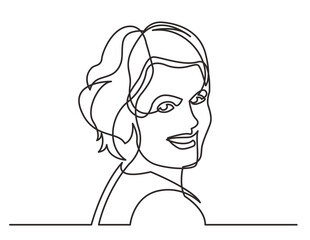 continuous line drawing smiling woman looking happy - PNG image with transparent background