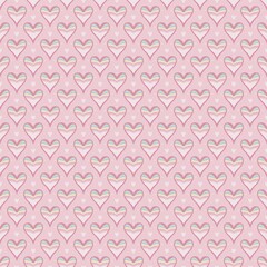 Pink heart vintage seamless pattern, Valentines day background.