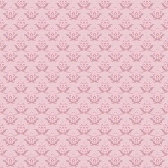 Seamless pattern with pink florals, pastel color.