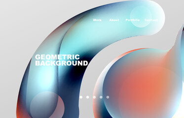 Landing page abstract liquid background. Flowing shapes, round design and circle. Web page for website or mobile app wallpaper