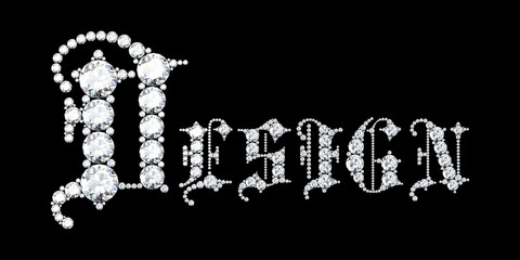 Text from diamonds design (high resolution 3D image) 3d rendering,