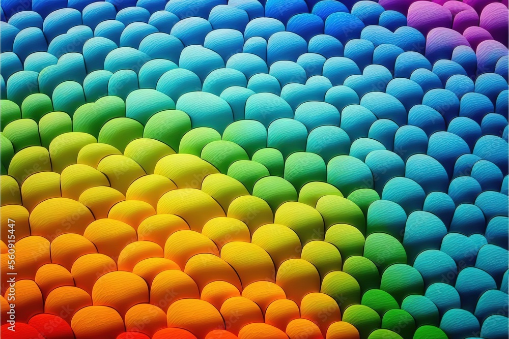 Poster a rainbow colored background with a lot of eggs in it and a rainbow colored background with a lot of