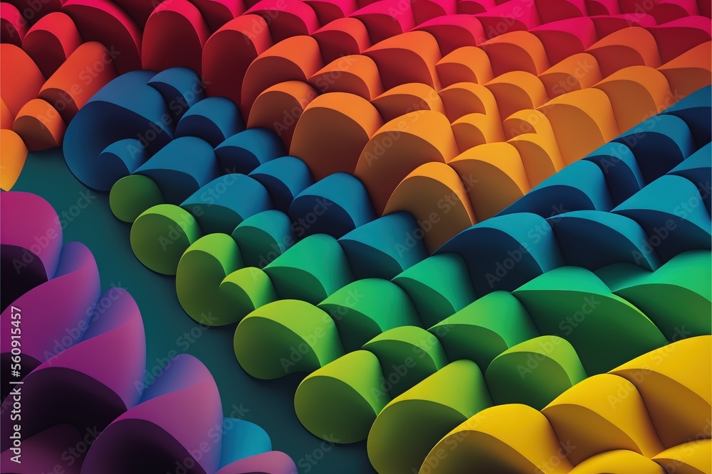 Poster a colorful abstract background with a lot of shapes in it's center and a rainbow hued background wit