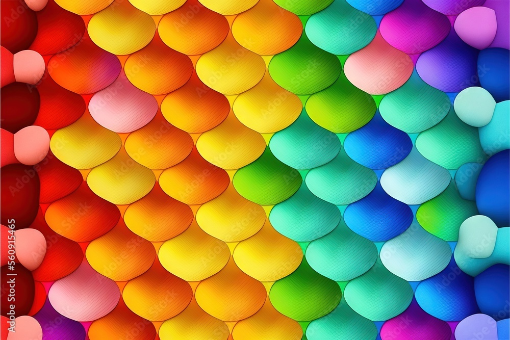 Poster a rainbow colored background with lots of balls on it's side and a rainbow colored background with l