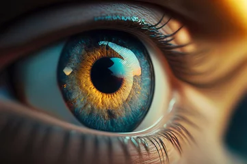 Foto op Plexiglas close up of a beautiful blue eye with yellow iris © Lemart