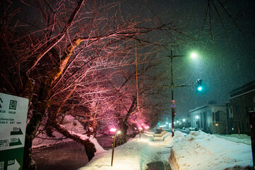 夜　夜中　雪がある日常　素材イメージ