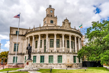 Historic Town Hall Building Coral Gables Florida - obrazy, fototapety, plakaty