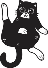 Hand Drawn Sleeping cat showing belly illustration in doodle style