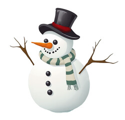 3d snowman vector with hat and scarf, generative ai
