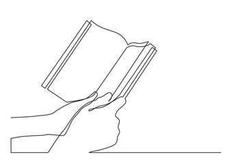 continuous line drawing two hands holding book - PNG image with transparent background 2