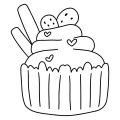 Piece of Strawberry Cake Hand Drawn Illustration