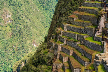 Terraces and inca stone constructions in Machu Picchu citadel. Taken on December 10th, 2022.