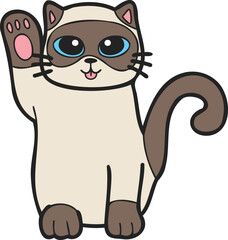 Hand Drawn Maneki Neko or lucky cat illustration in doodle style