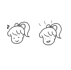 ポニーテールの女の子　表情