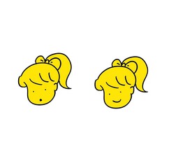 ポニーテールの女の子　表情