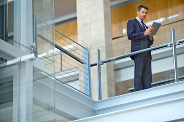 Airport, corporate or businessman with tablet for invest strategy, finance growth or financial...