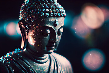 Sparkling with Magic Statue of Buddha. generative ai - 560922249