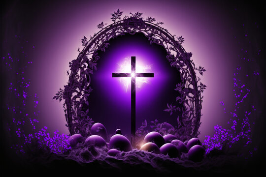 Religious easter purple lent background, Generative AI	