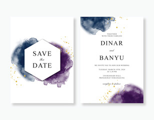 Beautiful wedding invitation with watercolor splashes