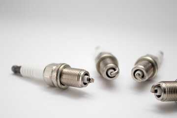 Set of new spark plugs auto parts