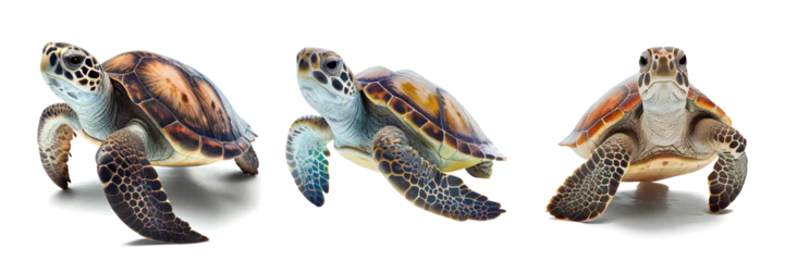 Stoff pro Meter Sea turtles are swimming on a transparent background. © I LOVE PNG