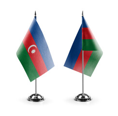 Small national flags of the Azerbaijan on a white background