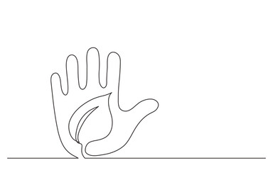 continuous line drawing hand protecting plant - PNG image with transparent background