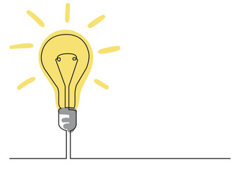 continuous line drawing light bulb colored colored - PNG image with transparent background