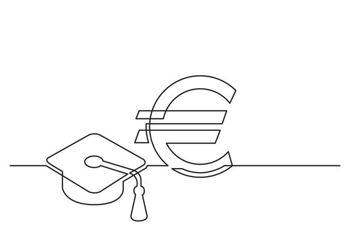 one line isolated vector cost of education in euro - PNG image with transparent background