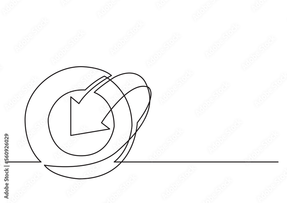Poster one line logo design abstract circle arrow symbol - png image with transparent background