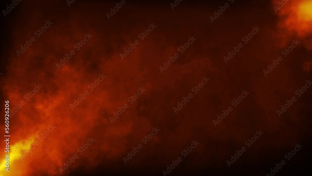 Poster abstract loop orange fire particles with smoke cloud flare explod flow to top right effect animation